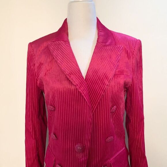 Veronica Beard Gaya Blazer Corduroy Miller Hot Pink Collared Size 2 Jacket - Picture 3 of 11